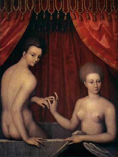 MASTER of the Avignon School Portrait of Gabrielle d Estrees with her Sister oil painting picture